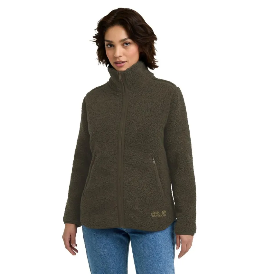 Jack Wolfskin High Curl fleece vest dames obsidian moss