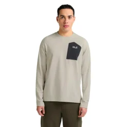 Jack Wolfskin  Prelight Trail Crew shirt heren pale sand