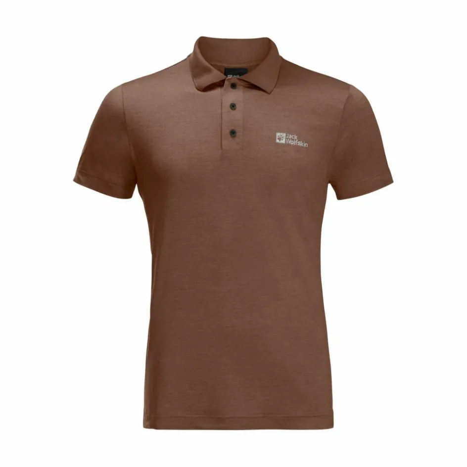 Jack Wolfskin Travel polo heren dark rust heather