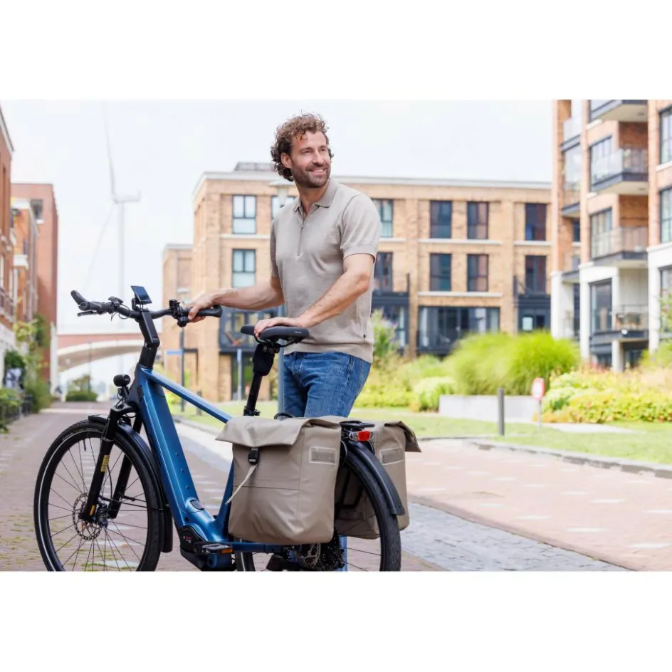 Outlet New Looxs Leeds Double fietstas 38 liter taupe