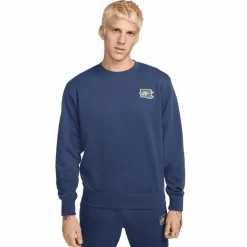 Sale Nike Club FT Crew Bolt sweater heren midnight navy lightening