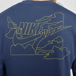 Sale Nike Club FT Crew Bolt sweater heren midnight navy  lightening