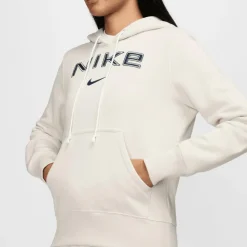 Discount Nike Sportswear Phoenix Fleece Logo hoodie dames light  orewood brown white armor