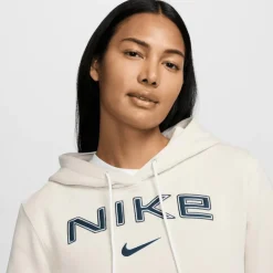 Discount Nike Sportswear Phoenix Fleece Logo hoodie dames light  orewood brown white armor