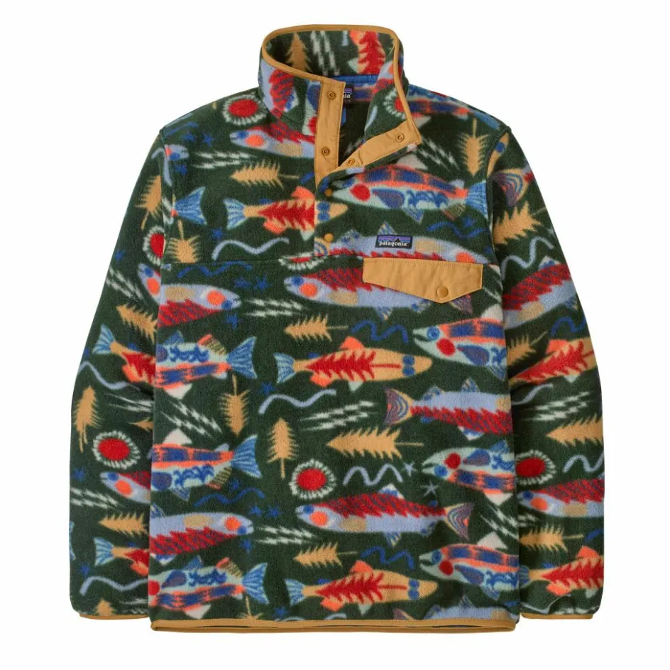 Patagonia Lightweight Synchilla Snap-T sweater heren salmon  energy old growth green