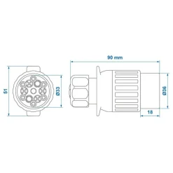 ProPlus 13 polige Multicon West verloopstekker