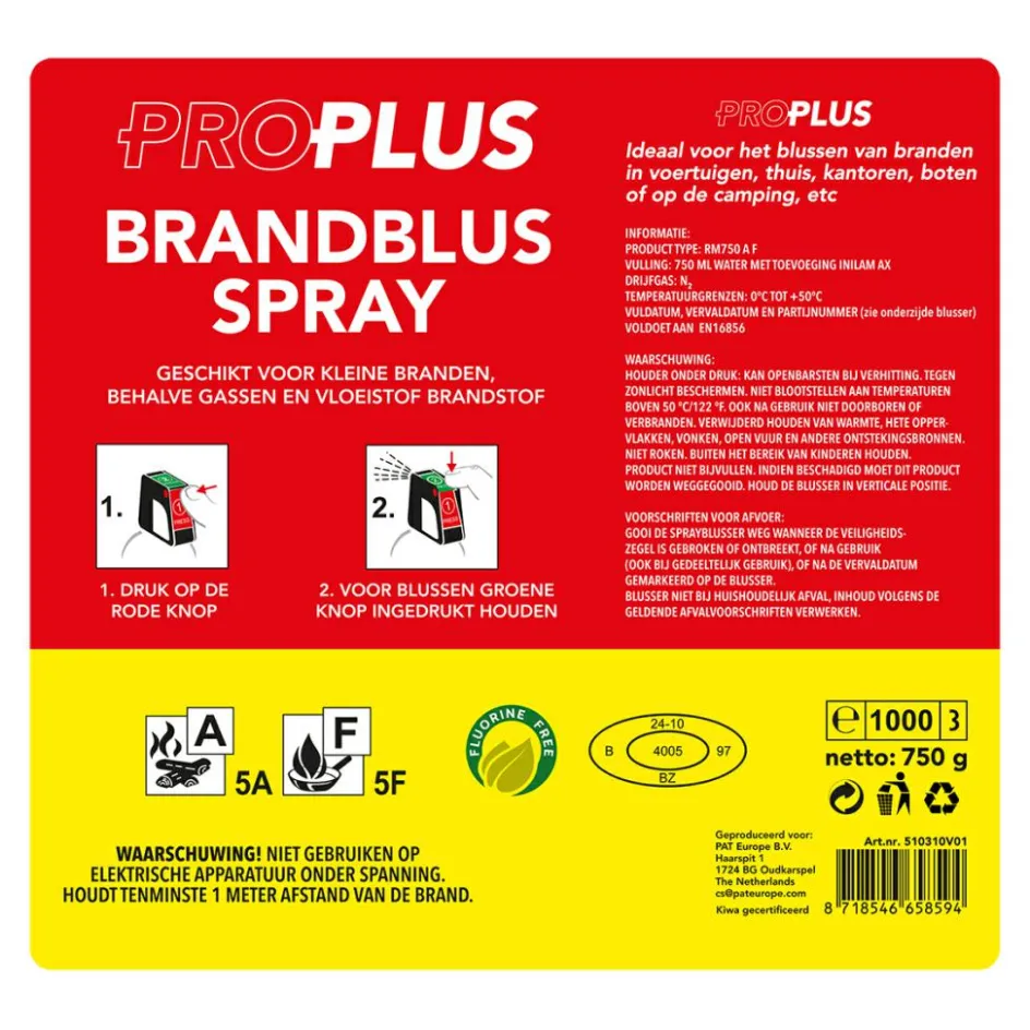 Sale ProPlus A F schuim brandblusser 750 ml