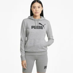 Online Puma Essentials Logo hoodie dames light grey heather