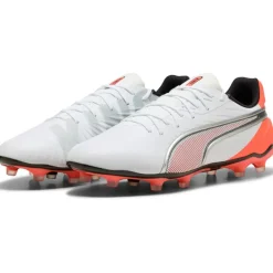 Sale Puma King Match FG - AG voetbalschoenen white silver glowing red