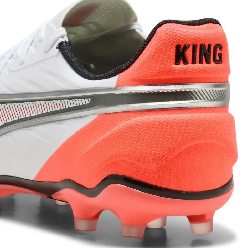 Sale Puma King Match FG - AG voetbalschoenen white silver glowing red