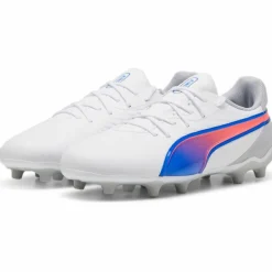 Online Puma KING MATCH FG AG voetbalschoenen junior white bluemazing flat light grey
