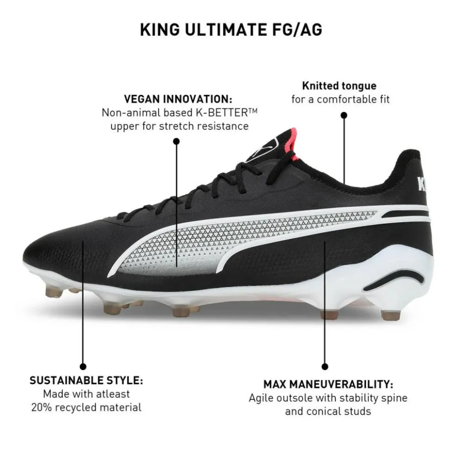 Online Puma King Ultimate FG AG voetbalschoenen heren black white fire orchid