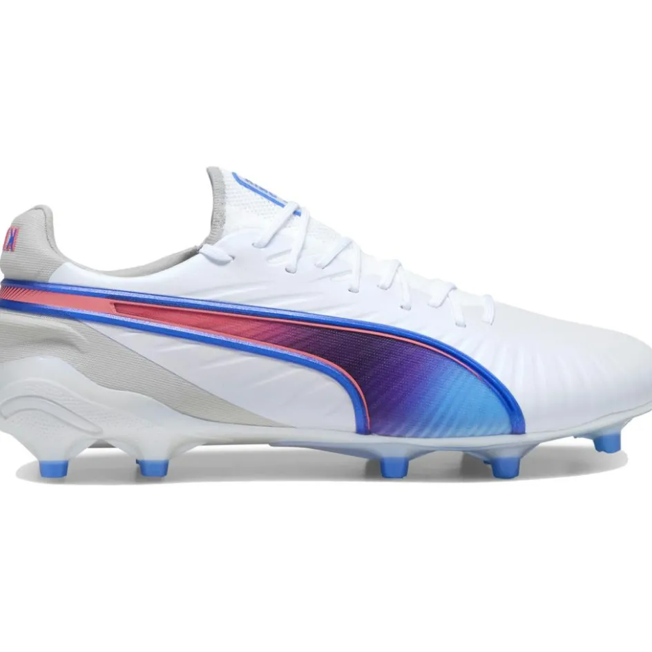 Puma KING ULTIMATE FG AG voetbalschoenen heren white bluemazing flat light grey sunset glow
