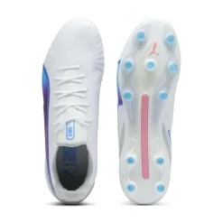 Puma KING ULTIMATE FG AG voetbalschoenen heren white bluemazing flat light grey sunset glow