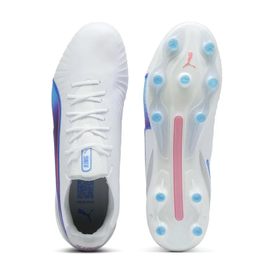 Puma KING ULTIMATE FG AG voetbalschoenen heren white bluemazing flat light grey sunset glow
