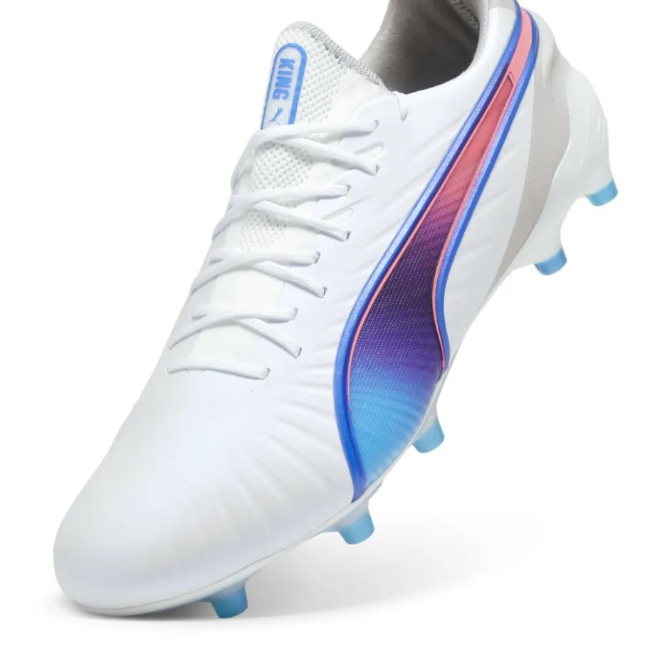 Puma KING ULTIMATE FG AG voetbalschoenen heren white bluemazing flat light grey sunset glow