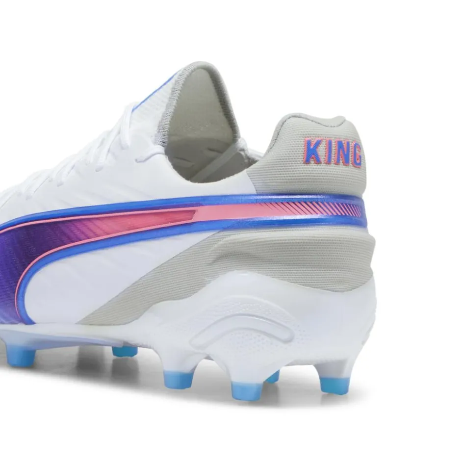 Puma KING ULTIMATE FG AG voetbalschoenen heren white bluemazing flat light grey sunset glow