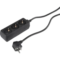 Q-Link 3-voudige stekkerdoos zwart 1,5 meter