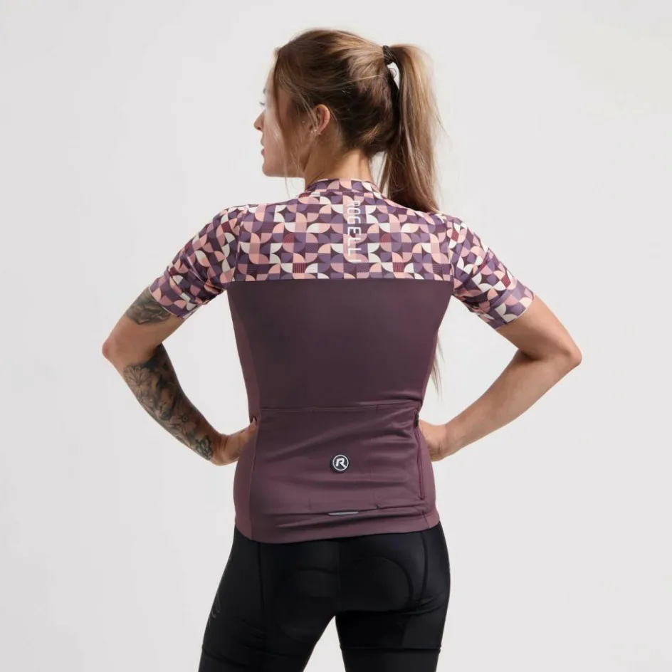Rogelli Essential Graphic fietsshirt dames bordeaux coral