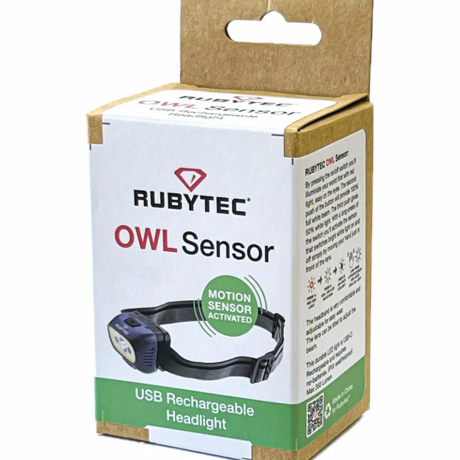 Rubytec Owl Sensor USB Rechargeable hoofdlamp black