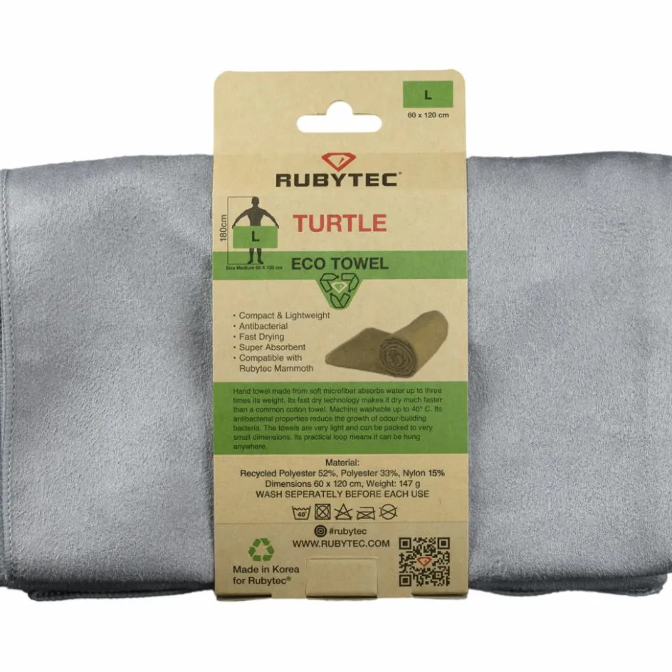 Rubytec Turtle ECO handdoek 120 x 60 cm grey
