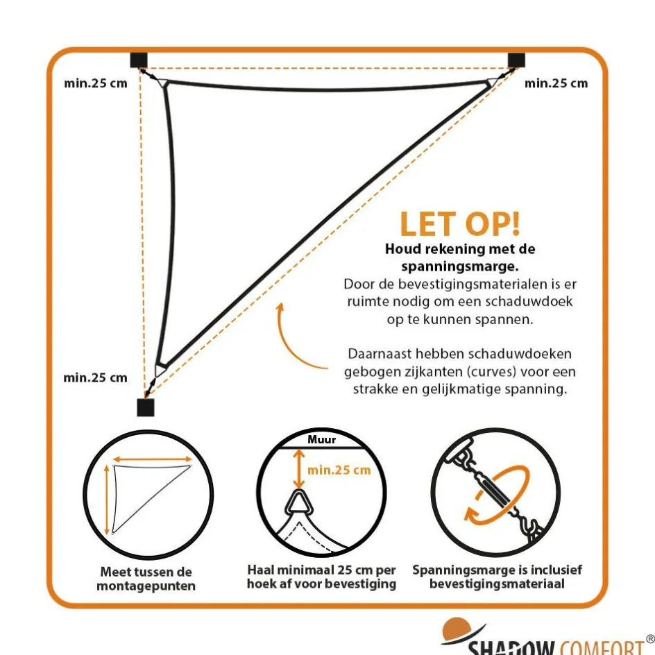 New Shadow Comfort Driehoek schaduwdoek 500 x 600 x 780 cm artic white