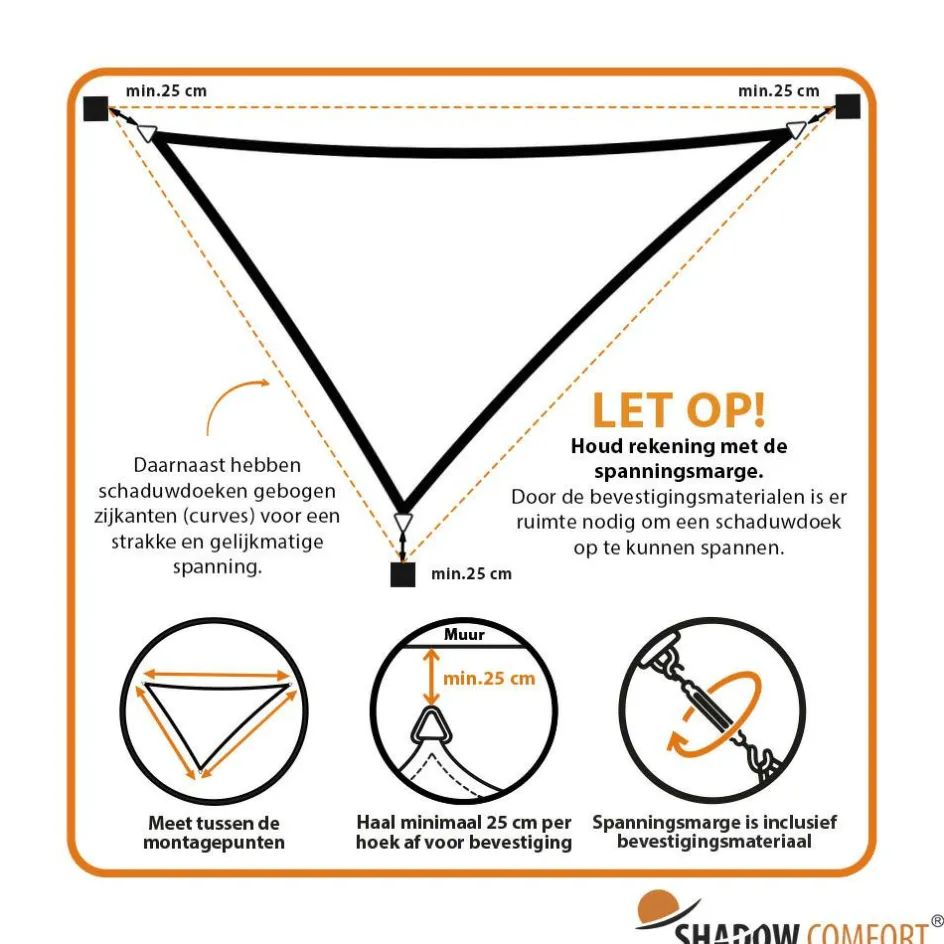 New Shadow Comfort Driehoek schaduwdoek 350 x 400 x 450 cm sahara sand
