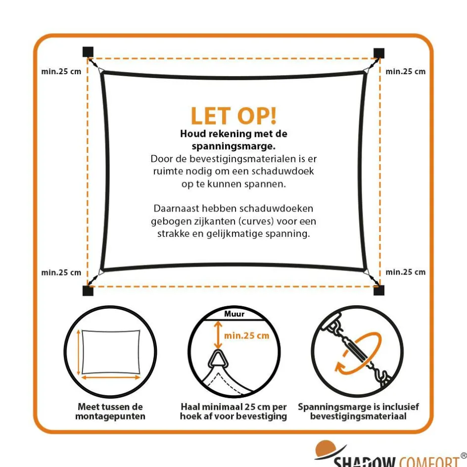 Online Shadow Comfort Rechthoek schaduwdoek 200 x 400 cm sahara sand