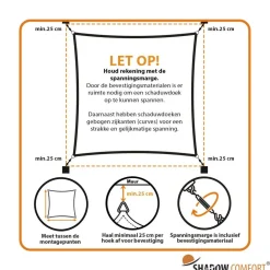 Shadow Comfort  Vierkant schaduwdoek 400 x 400 cm cool grey