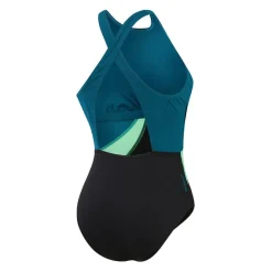 Discount Speedo Colourblock Highneck badpak dames black teal