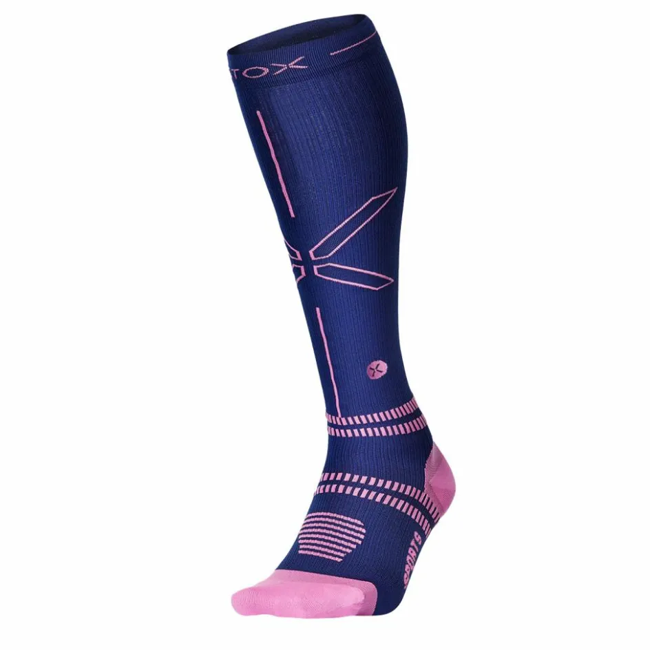 Clearance STOX Energy Socks Sports hardloop compressiesokken dames dark blue pink