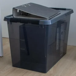 Sunware Comfort line opbergbox 72 liter transparant grijs zwart