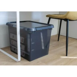Sunware Comfort Line opbergbox 52 liter transparant grijs  zwart