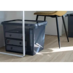 Sunware Comfort Line opbergbox 52 liter transparant grijs  zwart