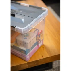 Sunware Onyx opbergbox 25 liter transparant antraciet