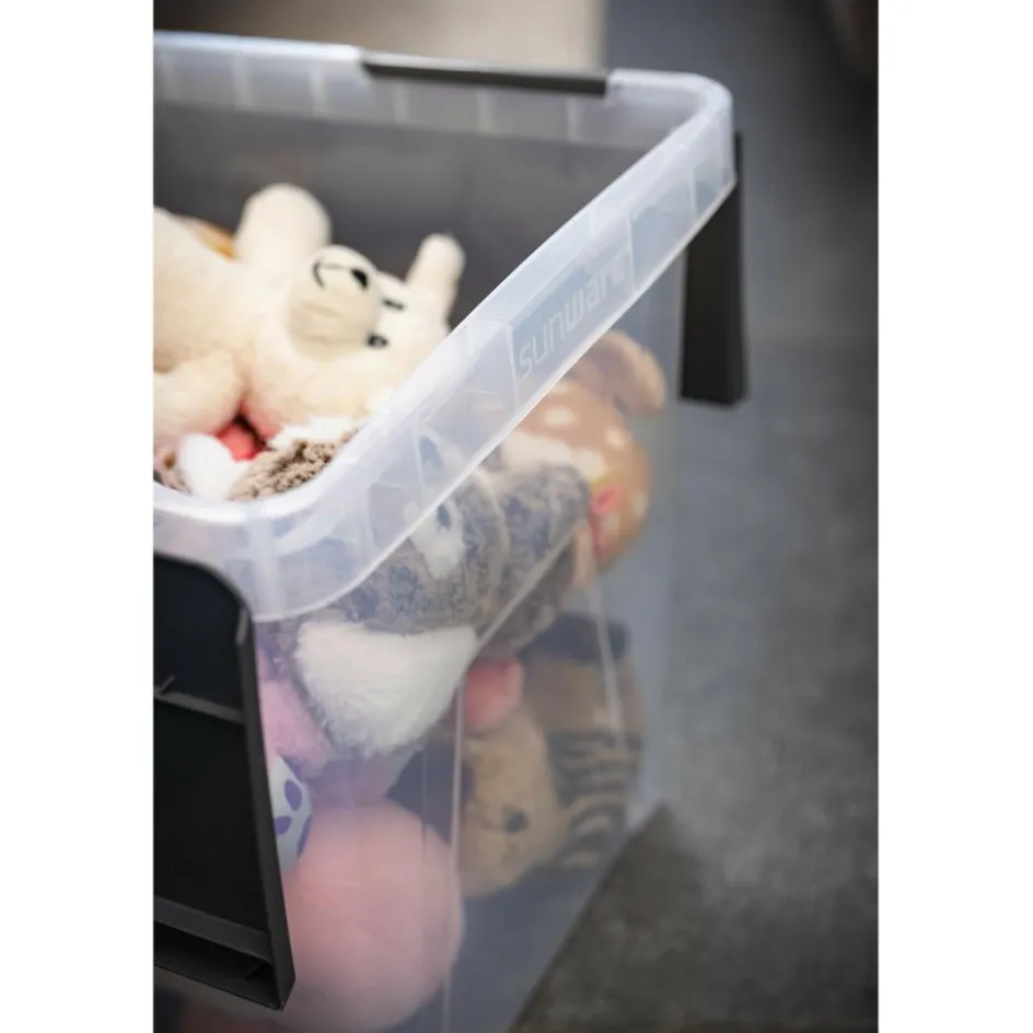 Sunware Onyx opbergbox 40 liter transparant antraciet