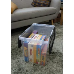 Sunware Onyx opbergbox 40 liter transparant antraciet