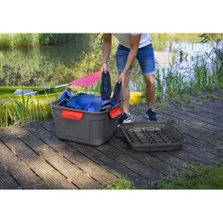 Hot Sunware Q-line opbergbox 90 liter antraciet rood