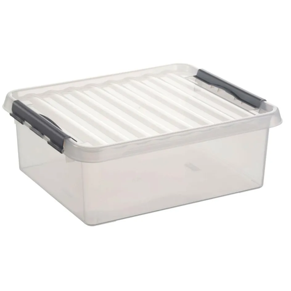 Sunware Q-Line opbergbox 25 liter transparant metaal