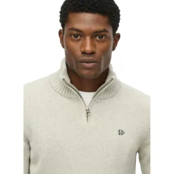 Hot Superdry Henley sweater heren grey marl