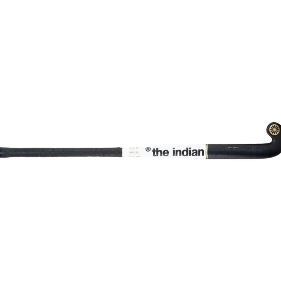 Sale The Indian Maharadja Gold Pro Mid Bow zaalhockeystick junior black white gold foil