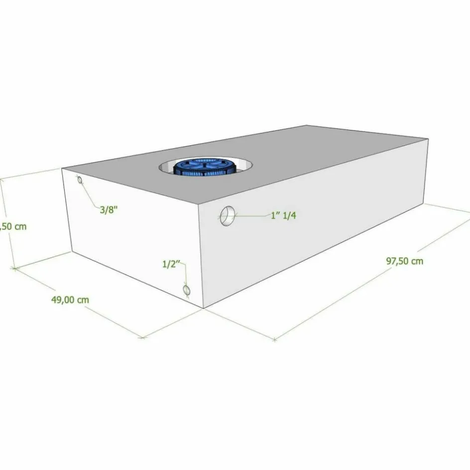 Vecam Watertank 100 liter 98 x 49 x 22 cm wit