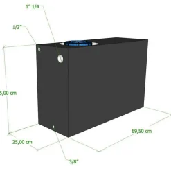 Clearance Vecam Watertank 75 liter 70 x 25 x 45 cm zwart